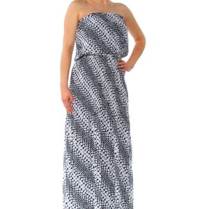 NWT MICHAEL Michael Kors Black/White Floral Strapless Maxi Dress